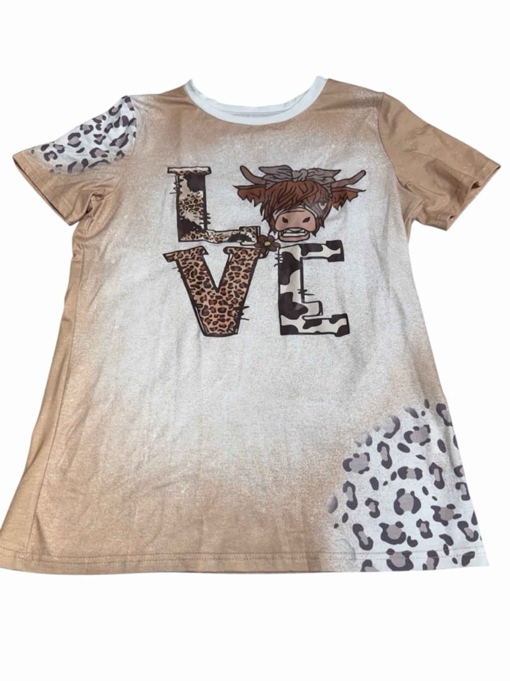 3/$20 “Love” Western Cow Graphic Tee Women’s Casual Leopard Print Summer Country